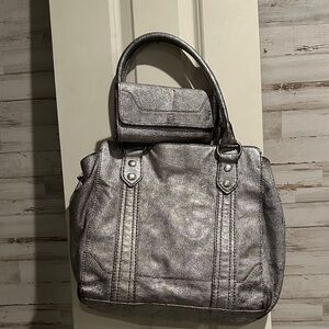 Frye Silver Women's Handbag and Wallet Set
